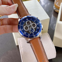 Montre automatique mécanique de luxe pour homme de marque haut de gamme, trois aiguilles, pointeur lumineux, étanche, montre en cuir de luxe FS