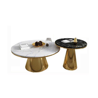 PURUO table basse moderne nordique cloche miroir métal doré acier table d'appoint marbre blanc