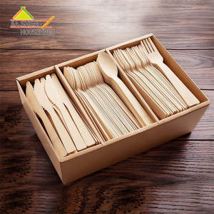 مجموعة أدوات مائدة خشبية قابلة للتحلل قابلة للتحلل من المصنع حسب الطلب ، شوك حديثة من الدرجة الغذائية يمكن التخلص منها - Product Image 1