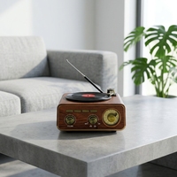 Lecteur de disques vinyles rétro MD-1317BT en bois grainé, radio FM portable, haut-parleur Bluetooth, appareil audio intelligent multifonctionnel