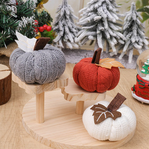 Knitted Pumpkin Ornament Fall Thanksgiving Table Decor Harvest Festival Small Pumpkin Desktop Decoration - Product Image 1