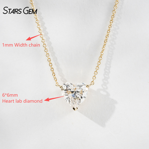 Collar Starsgem con Diamante de Laboratorio, Joyería con Diamante Cultivado en Laboratorio CVD HPHT de 6*6 mm, Piedra Única, Collar de Oro Sólido de 10k - Product Image 1