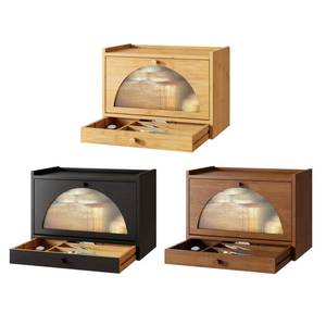 Caja de pan de bambú de lujo moderna, ventana transparente, contenedor de alimentos personalizado <span class=keywords><strong>para</strong></span> almacenamiento de cocina, platos de <span class=keywords><strong>madera</strong></span> <span class=keywords><strong>para</strong></span> servir - Product Image 2
