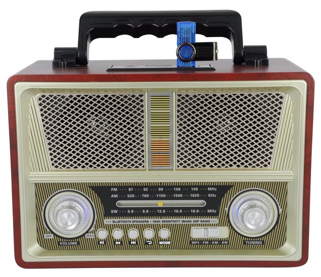 Vofull Nostalgic Retro Wireless USB TF Card Multi-function Radio Portable Wooden Radio Sdcard Radio