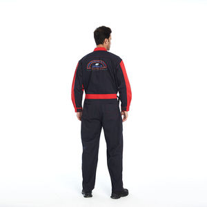 Combinaisons de travail à manches longues, combinaisons de mécaniciens, combinaisons à deux tons rouge et noir avec ceinture - Product Image 3