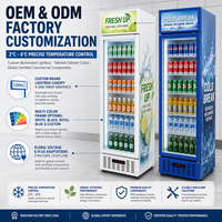 Réfrigérateur Commercial Économe en Énergie, Mural, à Porte Vitrée, Vitrine Réfrigérée avec Verrouillage, Affichage LED, Sans Givre, Contrôle par Application