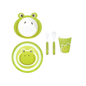 Frog Baby <b>Melamine</b> Dinner <b>Set</b> 5-Piece Kids Dining Tableware - Product Image 1