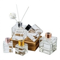 Bouteilles diffuseurs d'arômes en verre transparent haute qualité, carrées, 50 ml, flacons vides, mécanisme sans flamme, pour bâtonnets diffuseurs – Vente en gros