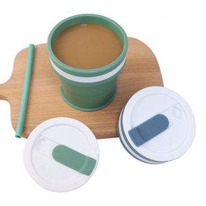 Outdoor Drinkware Portable 12oz Collapsible Silicone <b>Cups</b> Folding Camping <b>Cup</b> Foldable Reusable Travel to Go Coffee Mug With Lid - Product Image 3