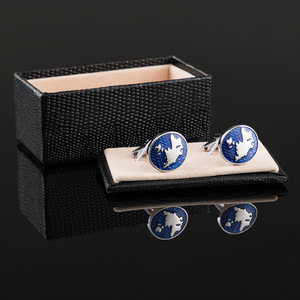 Gemelli da Camicia da Uomo Personalizzati con Mappa del <span class=keywords><strong>Mondo</strong></span> in Smalto Stile Francese, Vestibilità Comoda, Ideali per Affari e Regali di Nozze - Vendita all'Ingrosso - Product Image 5