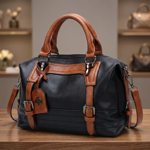 Bolso de Mano Plegable de Gran Capacidad, Impermeable, con Cierre, de Cuero Genuino, Ligero, Ecológico, Moderno y Casual para Mujer, Marca BS INTERNATIONAL - Product Image 1