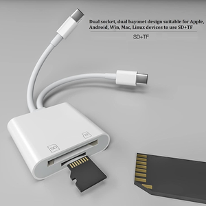 Lecteur de cartes, adaptateur de carte SD/TF USB-C, lecteur multi-cartes à double emplacement, compatible Plug and Play avec iOS et Android - Product Image 2