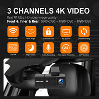 Caméra embarquée 4K Ultra HD 3,16 pouces avec WiFi et 3 objectifs, incluant un objectif infrarouge pour vision nocturne sans éclairage, enregistreur de conduite (DVR) et boîte noire pour voiture