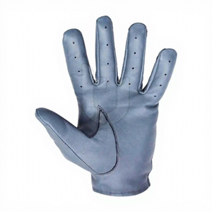 Gants de conduite en cuir de mouton noir de qualité supérieure, respirants, doigts perforés, sangle de poignet réglable pour hommes et femmes - Product Image 2