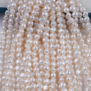 Bijoux en perles d'eau douce blanches de forme baroque Keshi, 18 cm, 7-8 mm, bande courte, côté brillant double face, avec trou - Product Image 4