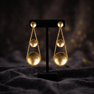 Pendientes de botón con diseño de onda, chapados en oro, de aleación de cobre y latón, hechos a mano, estilo étnico vintage, para regalo de fiesta - Product Image 3