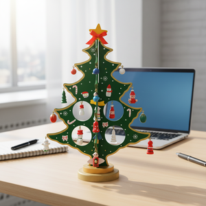 Mini sapin de Noël Hatty, petite décoration de Noël en bois pour bureau, jouet cadeau pour la décoration de chambre, vente en gros d'usine - Product Image 6