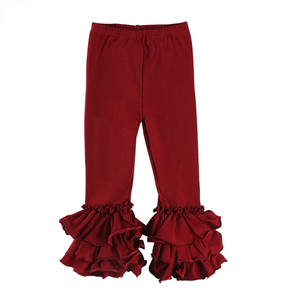 Leggings pour enfants de couleur personnalisée pantalon en coton doux à volants de glaçage pour bébé pour filles Vente en gros Offre Spéciale solide Service OEM 3 pièces - Product Image 4