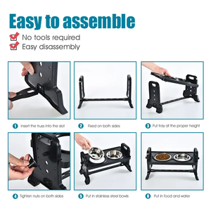 Vente en gros de bols doubles antidérapants surélevés à trois réglages de hauteur pour animaux de compagnie support de bol pour <span class=keywords><strong>chien</strong></span> surélevé en ABS avec 2 bols en acier inoxydable - Product Image 4