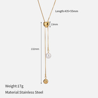 Collier pendentif en imitation perle plaqué or 18 carats pour femme Ivanda, chaîne serpent en acier inoxydable, tendance, certifié, anniversaire