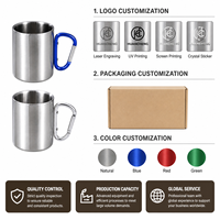 Mug de camping HC Wholesale en acier inoxydable 201, 280 ml, double paroi brossée, résistant aux chutes, pour l'extérieur, OEM ODM, usine, lot de 5 pièces