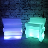 Ensemble de table de bar lumineuse imperméable en bambou de style européen pour l'extérieur, pelouse, camping, restaurant mobile, comptoir de réception, station de mélange