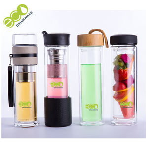 <span class=keywords><strong>Promo</strong></span> 100% botella de vidrio Infusor de té de doble pared de borosilicato libre de BPA con tapa de bambú natural - Product Image 5