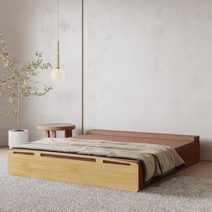 <span class=keywords><strong>Lit</strong></span> pliant élégant en papier kraft avec panneau latéral en bambou, structure en nid d'abeille, meubles en papier, meubles de chambre à coucher - Product Image 1