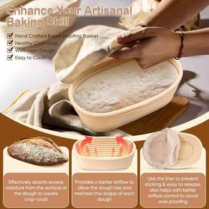 Artisan Sourdough Bread Making <b>Kit</b> Handmade Rattan Baskets and Liners Proofing Basket for Kitchen Bakery - Product Image 4