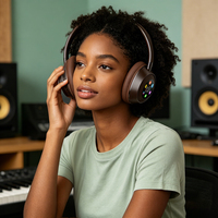 Auriculares Inalámbricos Plegables AKZ636 con Bluetooth, Pantalla Digital, Sonido Estéreo con Bajos Profundos, Compatibles con Tarjeta TF, Auriculares para Juegos