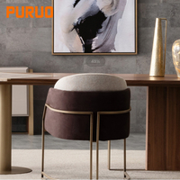 Puruo vente en gros de meubles de salle à manger à usage domestique chaise de salle à manger en tissu de lin vetlet avec cadre en or brossé