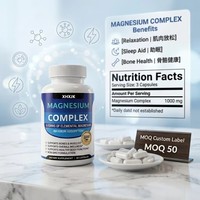 Capsules de Complément Alimentaire de Magnésium Complexe de Haute Qualité GMP, Formule à Marque Blanche, Glycine, Acide Malique et Composé de Magnésium