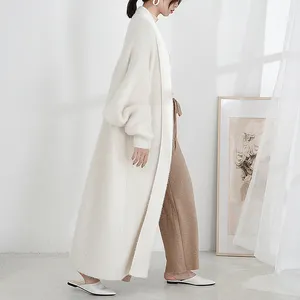 S-073 Autumn winter women custom thickening velvet knit coat jacket women's loose long sleeve white sweater coat cardigans