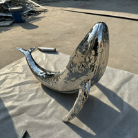 Patung Paus Modern Kustom dari Baja Tahan Karat, Patung Hewan Laut Logam Besar dengan Lapisan Cermin untuk Dekorasi Taman, Tepi Pantai, dan Lanskap Air
