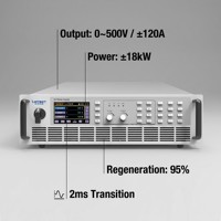 Fuente de Alimentación CC Bidireccional Regenerativa de 18kW 500V 3U para Montaje en Rack PBS 2500-120L con 95% de Recuperación de Energía Alternativa LOITEST