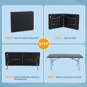 Nhà Máy bán hàng trực tiếp 6 ft nhựa gấp bảng ngoài trời gấp bảng dễ dàng để thực hiện - Product Image 6