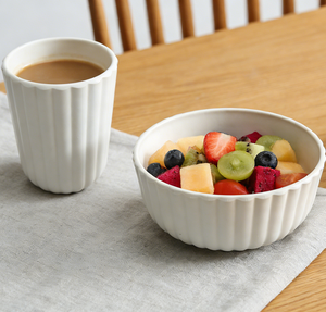 Gobelet en mélamine à nervures verticales de qualité alimentaire, blanc neige, 250 ml, pour café, thé et boissons froides - Product Image 6