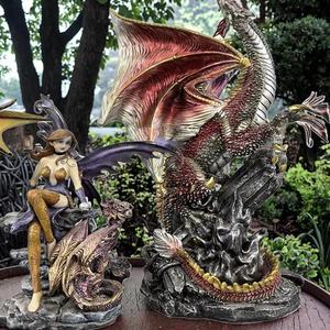 Bellissima Statua di Drago Fatato Viola Seduto, Artigianato in Resina, Decorazione Medievale per Foresta Fantastica - Product Image 3