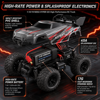 Voiture RC 4x4 haute vitesse 1:18 2,4 GHz, Monster Truck tout-terrain télécommandé entièrement proportionnel, Buggy avec barre anti-roulis, câble USB YH18002