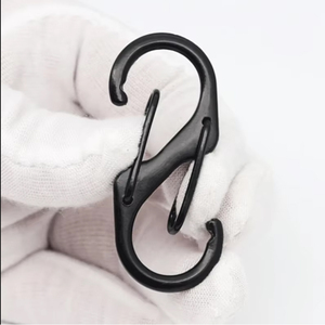 Black S-shaped Metal Carabiner Snap Hook Double Lock <b>Spring</b> <b>Clip</b> for Backpack Luggage Outdoor Use - Product Image 4