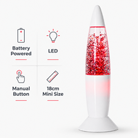 Mini Lampe à Lave LED Moderne Effet Fusée Scintillante, Alimentée par Piles, à Changement de Couleurs, Commande Manuelle par Bouton, Veilleuse pour Chambre, Bureau, Maison