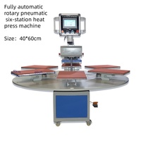 40*60 Automatic Six-Station Rotating Heat Press Machine Printing Machine Sublimation Printer for Clothing Labels Custom Printed