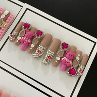 Vente en gros de faux ongles en acrylique de luxe, nouveau design, ballerine française, sur mesure, haute qualité, qualité salon, 10 pièces