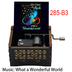 Qué maravilloso mundo caja de música con manivela de madera 18 notas melodía especial lindo recuerdo para amigos familia regalos de navidad - Product Image 4