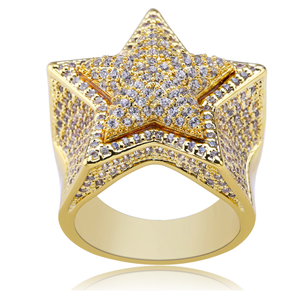 Lleno de diamantes de alta calidad diseño de la joyería de los hombres pentagrama <span class=keywords><strong>estrella</strong></span> de cinco puntas de anillo - Product Image 1