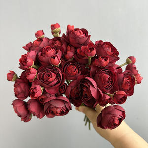 Fiori Artificiali Mini Loto, Mazzo di Rose in Seta per Decorazioni Matrimoniali, Bouquet da Sposa, Decorazioni per la Casa - Product Image 1