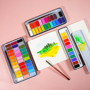 Peintures à l'<span class=keywords><strong>aquarelle</strong></span> solides Bview Art, 12, 24, 36 couleurs avec boîte en métal pour étudiants, artistes, peinture et nail art - Product Image 1