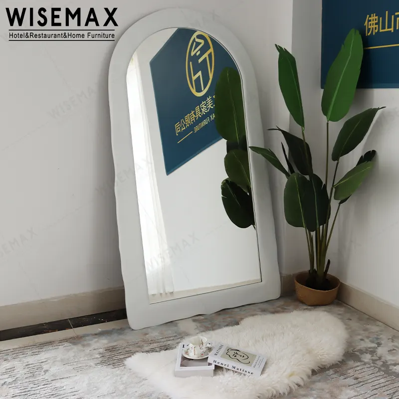 Wisemax Meubels Moderne Home Decor Ovale Vorm Groot Formaat Muur Spiegel Multiplex Rand Ronde Hoek Vloer Spiegel Voor Slaapkamer
