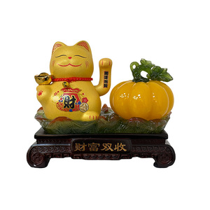 Adorno de gato de la suerte en estilo chino, artesanías de resina ecológicas para sala de estar, oficina y decoración de entrada, regalo de inauguración de la casa - Product Image 1