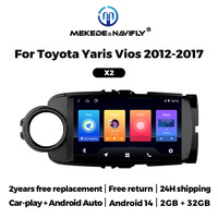 MEKEDE Android Auto 4 cœurs 2+32 Go FM Car-play Autoradio Lecteur multimédia de voiture Écran tactile IPS pour Toyota Yaris Vios 2012-2017